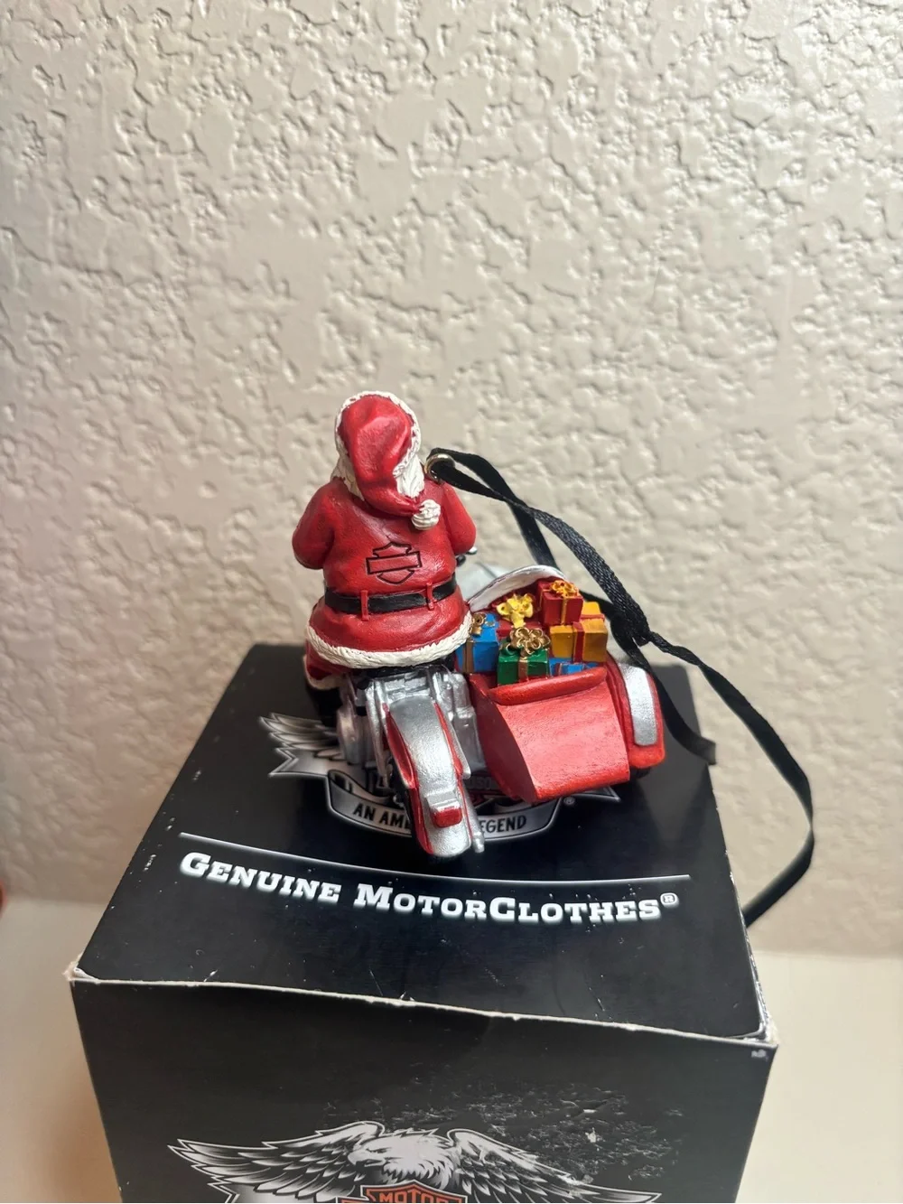 Harley-Davidson Red White Black Santa with Sidecar Ornament
